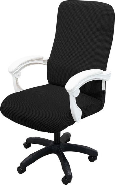 Dehnbarer Jacquard-Stuhlbezug in Schwarz für Computer- und Bürostühle, staubdicht und haustierfreundlich - Bild 1