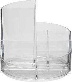 Stifteköcher MAULrundbox von MAUL mit 6 Fächern sowie Zettel- und Brieffach, transparent, Durchmesser: 14,0 cm, Höhe: 12,5 cm - Bild 1