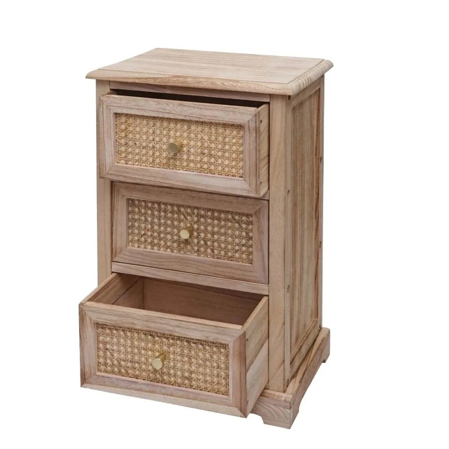 MCW Kommode K87 aus Paulownia Holz mit Rattan-Design in Beige, B/T/H: 63 x 40 x 28 cm - Bild 2
