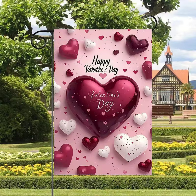 VIKAMA Valentinstag Gartenflagge mit Herz-Motiv, doppelseitig bedrucktes Hofbanner in Multicolour, B/H: 30 x 45 cm - Bild 3