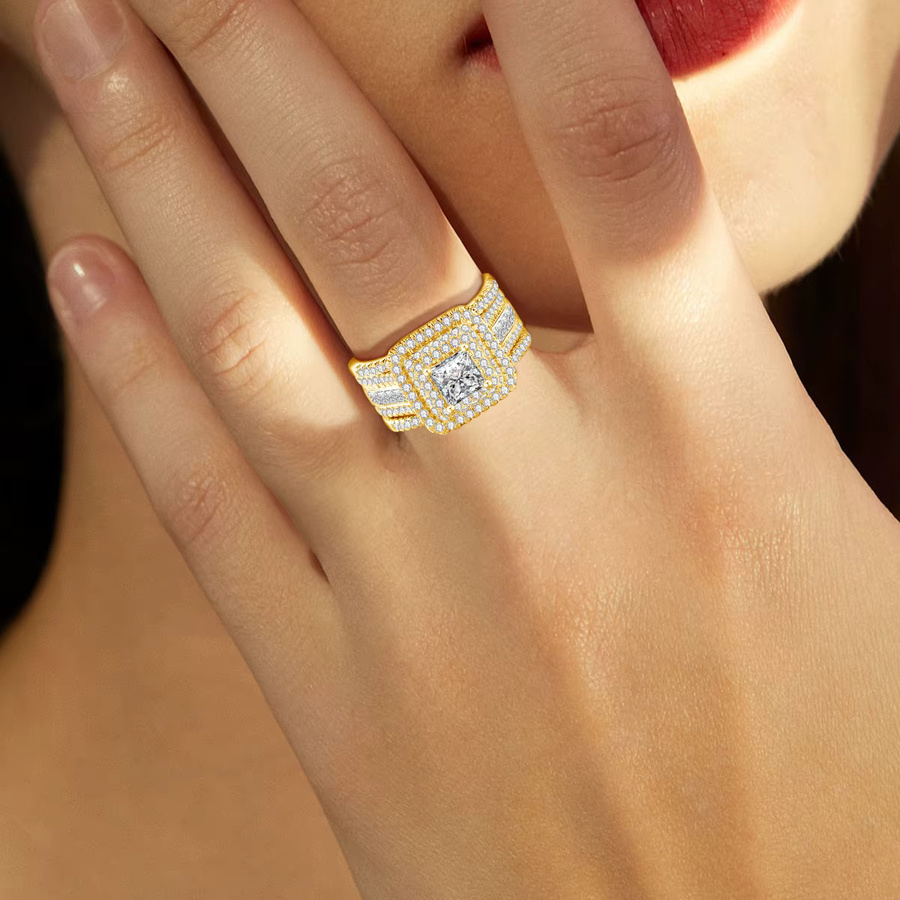 kayleejackson Moissanit-Cluster-Ring, 925 Silber, 18K Vergoldet, Damen - Bild 2