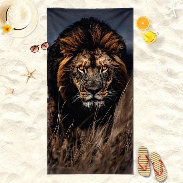 Übergroßes Strandtuch mit realistischem Tiger-Design, flauschig und saugfähig, Breite: 40 cm, Höhe: 60 cm - Bild 1