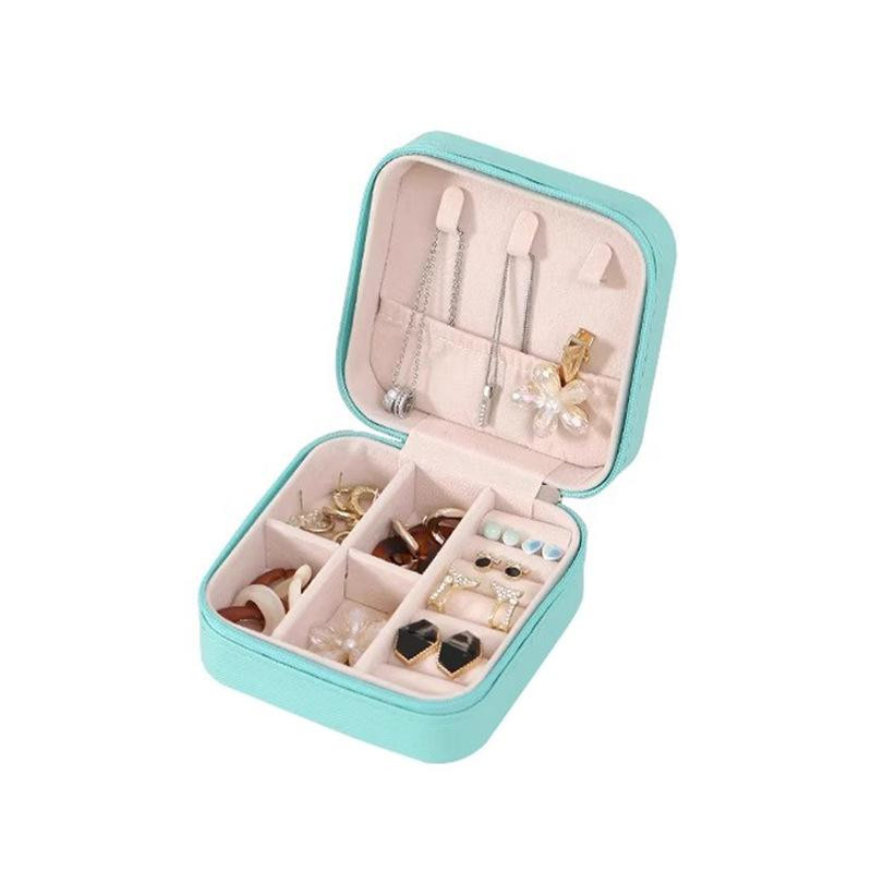 MENGN Top Mini-Schmuckaufbewahrungsbox für Ohrringe und Halsketten mit Reißverschluss in Beige - Bild 1