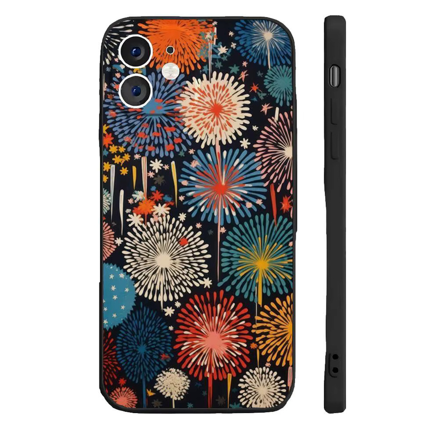 Bunte Feuerwerk Silikon Softcase Handyhülle für iPhone 11 bis iPhone 17 Pro Max in Schwarz - Bild 3