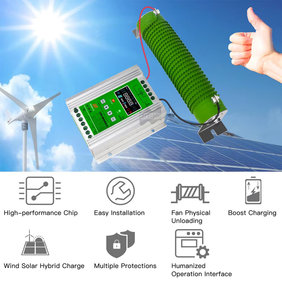 VESDAS 3000 W MPPT Wind-Solar-Hybrid-Laderegler in Silber mit LCD-Display und optionalem WLAN für 12V, 24V oder 48V Lifepo4, Lithium- und Blei-Säure-Batterien - Bild 2