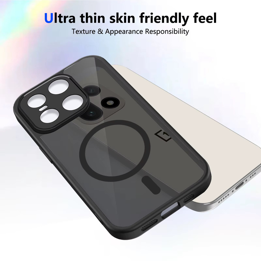 Stoßfeste magnetische Schutzhülle für OnePlus 15 ACE5 Pro 13S 13R NordCE5 mit MagSafe Wireless Charging, matt und durchscheinend, Schwarz - Bild 3
