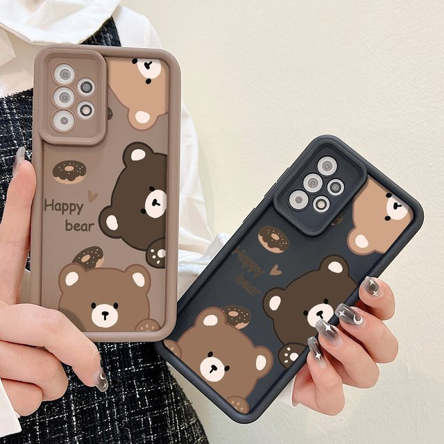 Weiche Silikonhülle mit süßem Bären-Design für Samsung Galaxy Modelle A55 A54 A53 A52 A35 A34 A32 A25 A24 A23 A14 A13 A12 sowie S23 Ultra S21 S20 FE - Bild 1