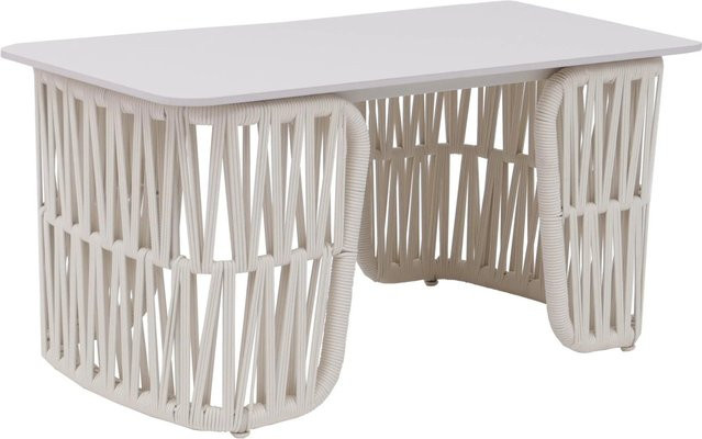 MCW Loungetisch P90 Outdoor mit Seilgeflecht und Sinterstein Platte in Creme, B/T/H: 90 x 43 x 45 cm - Bild 2