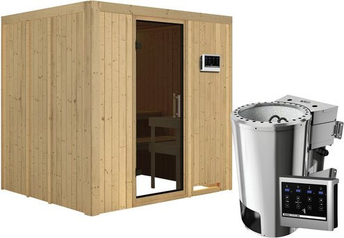 Karibu Sauna Olai für 3 Personen in Beige mit 3,6 kW Saunaofen und externer Steuerung - Bild 1