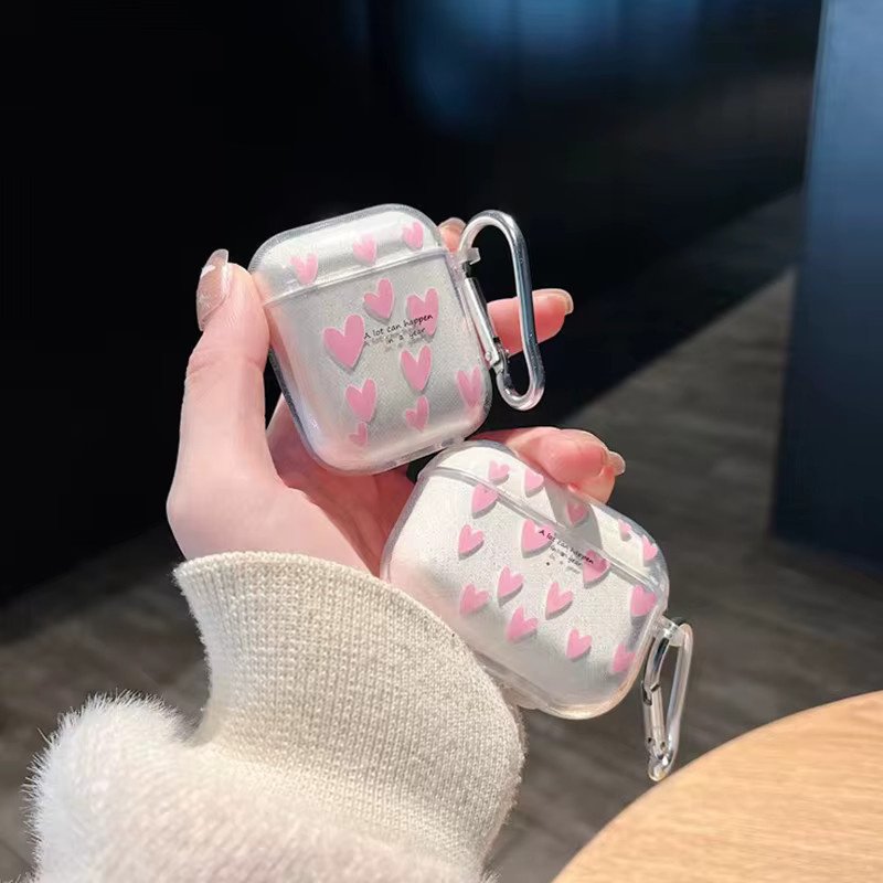 Silikon Kopfhörer Schutzhülle mit Herz und Smiley Design für Apple AirPods 3 und AirPods Pro 2 inklusive Schlüsselbund - Bild 6