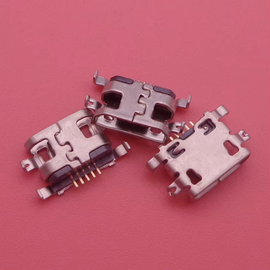 100 Stück Micro-USB 5-Pin Mini-Stecker Ladeanschluss Dock Buchse für Motorola MOTO E4 E5 in Silber - Bild 1