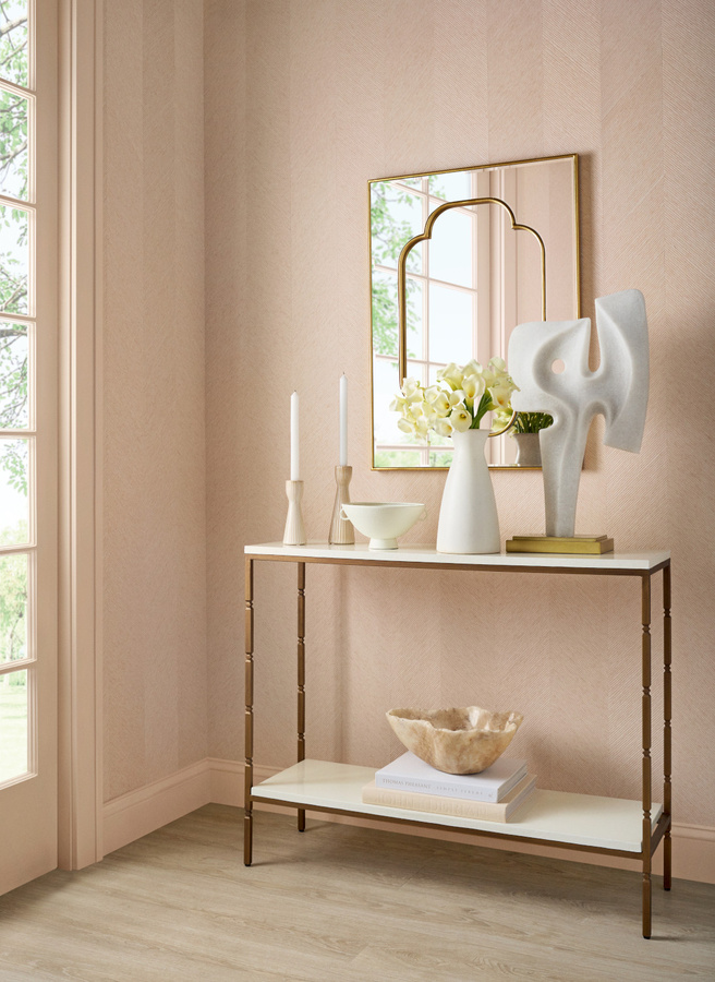 Thibaut Tapete West Brook Abstract Geometric in Pink und Beige - Bild 1