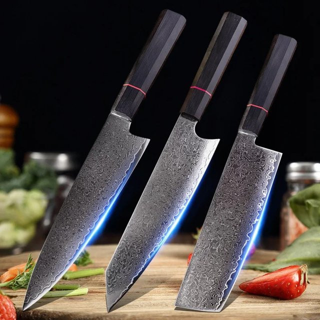 GuanQi Damaskus Kochmesser mit G10 Griff als Allzweckmesser für Fleisch, Fisch und Gemüse - Bild 1