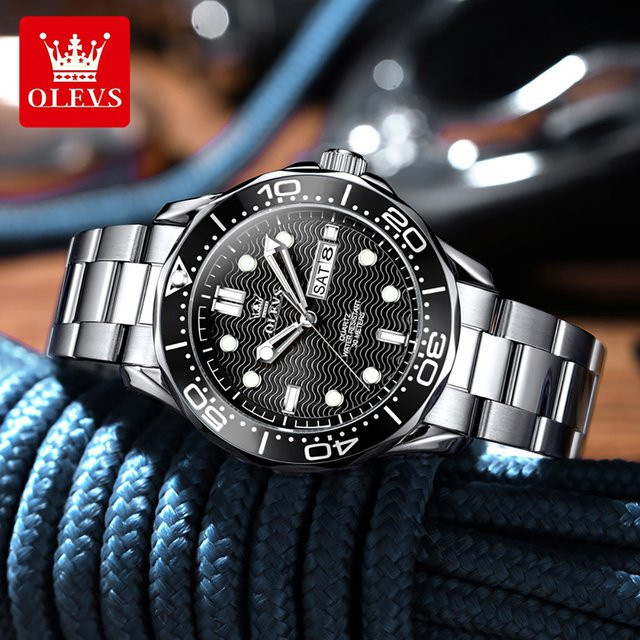 OLEVS Armbanduhr, Quarz, Edelstahl, Schwarz, Unisex - Bild 1