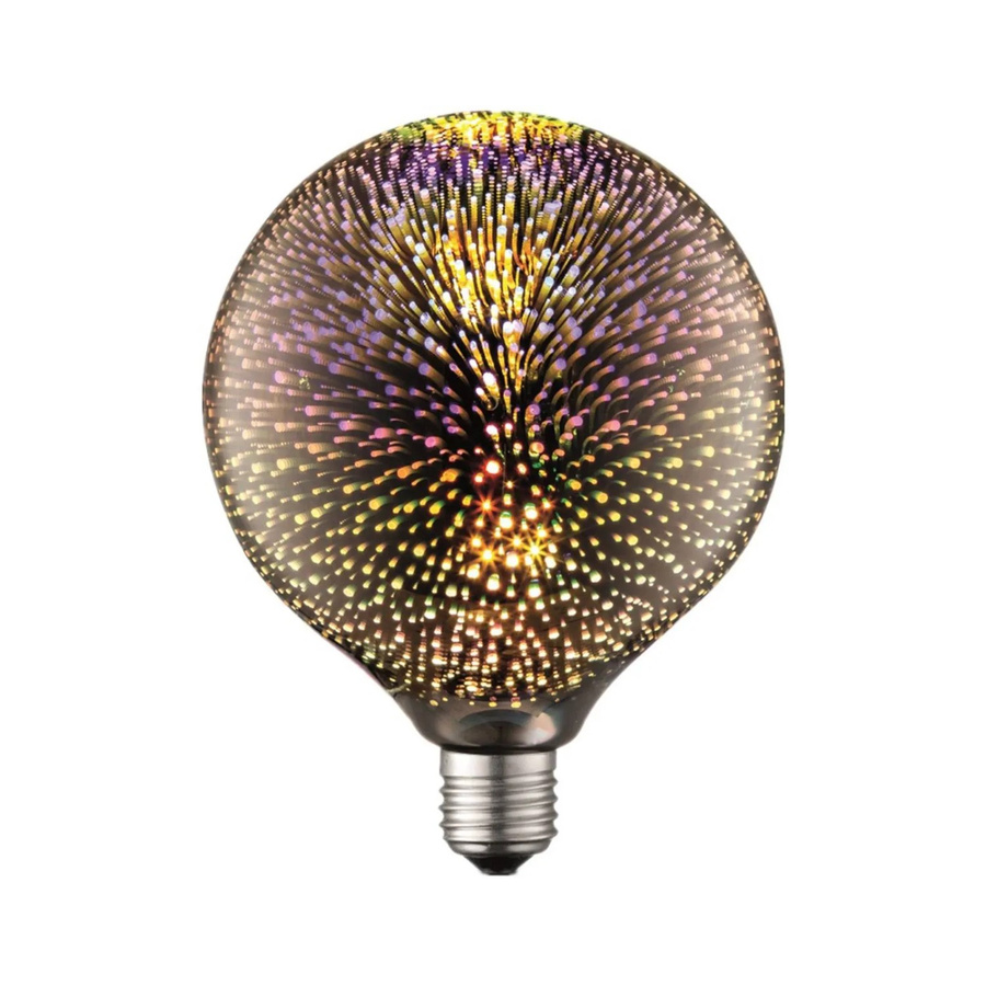 Lucande LED Globe E27 Lampe 4W in Glas und Alu mit Feuerwerk-Optik, Silber/Alu-grau - Bild 2