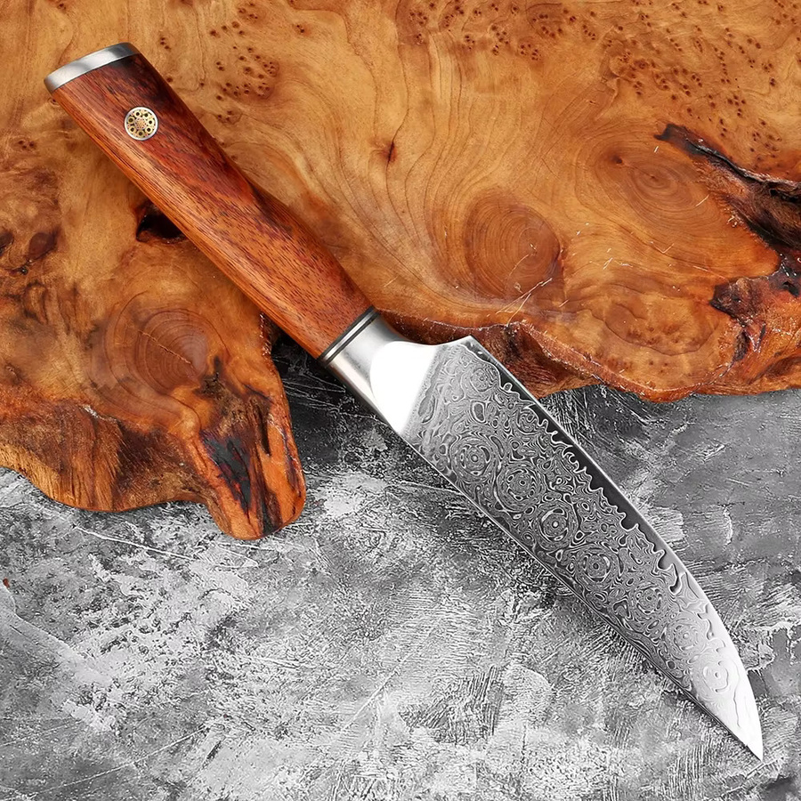 Xituo Damaskus Allzweckmesser mit Palisandergriff aus japanischem Damaststahl, 5 Zoll (12,7 cm) - Bild 3