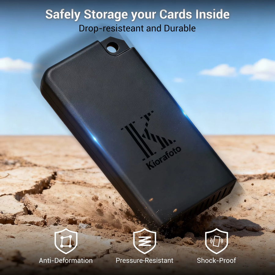 Stoßfeste und spritzwassergeschützte Pop-up Speicherkarten-Hülle in Schwarz für 2 SD SDHC SDXC und 4 TF MicroSD Karten - Bild 5