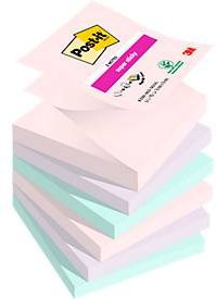 Post-it Super Sticky Z-Notes Soulful Collection Haftnotizen, Mehrfarbig, B: 7,6 cm, T: 7,6 cm, 6 Blöcke mit je 90 Blatt - Bild 1