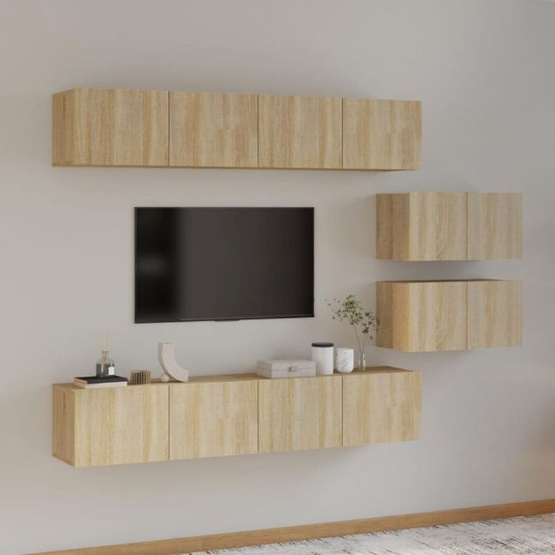 Vidaxl 6-teiliges TV-Schrank-Set Sonoma-Eiche in Braun im klassischen und minimalistischen Design - Bild 1