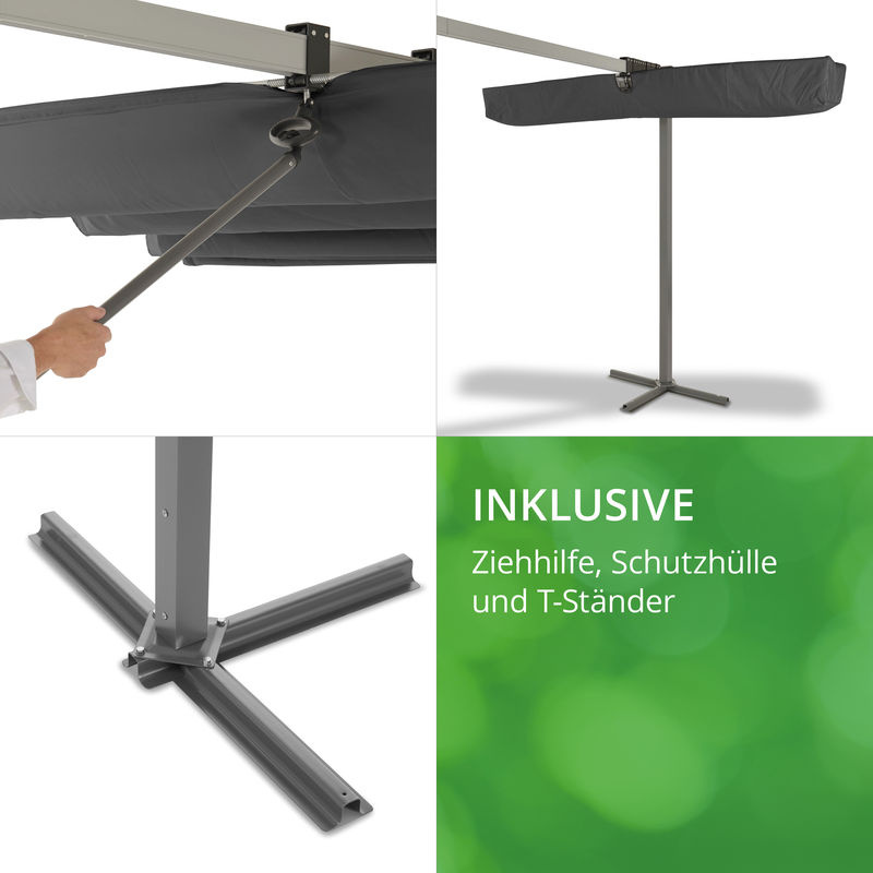 Leco Standmarkise Waved Sonnendach, anthrazit, B: 4 m, T: 2,5 m, H: 2,2 m - Bild 3