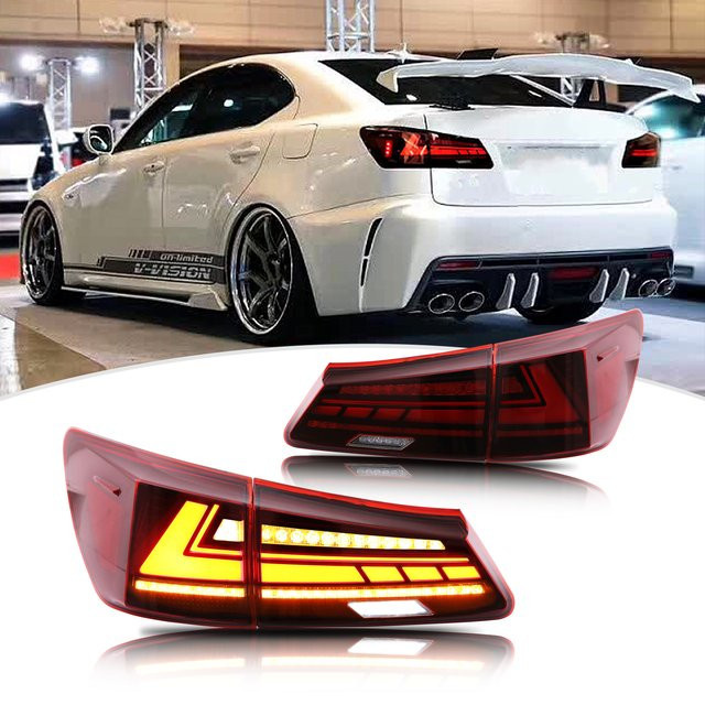 LED-Rückleuchten für Lexus IS250 IS350 ISF IS ii 2006-2013 Limousine mit sequenziellem Blinker in Rot - Bild 1