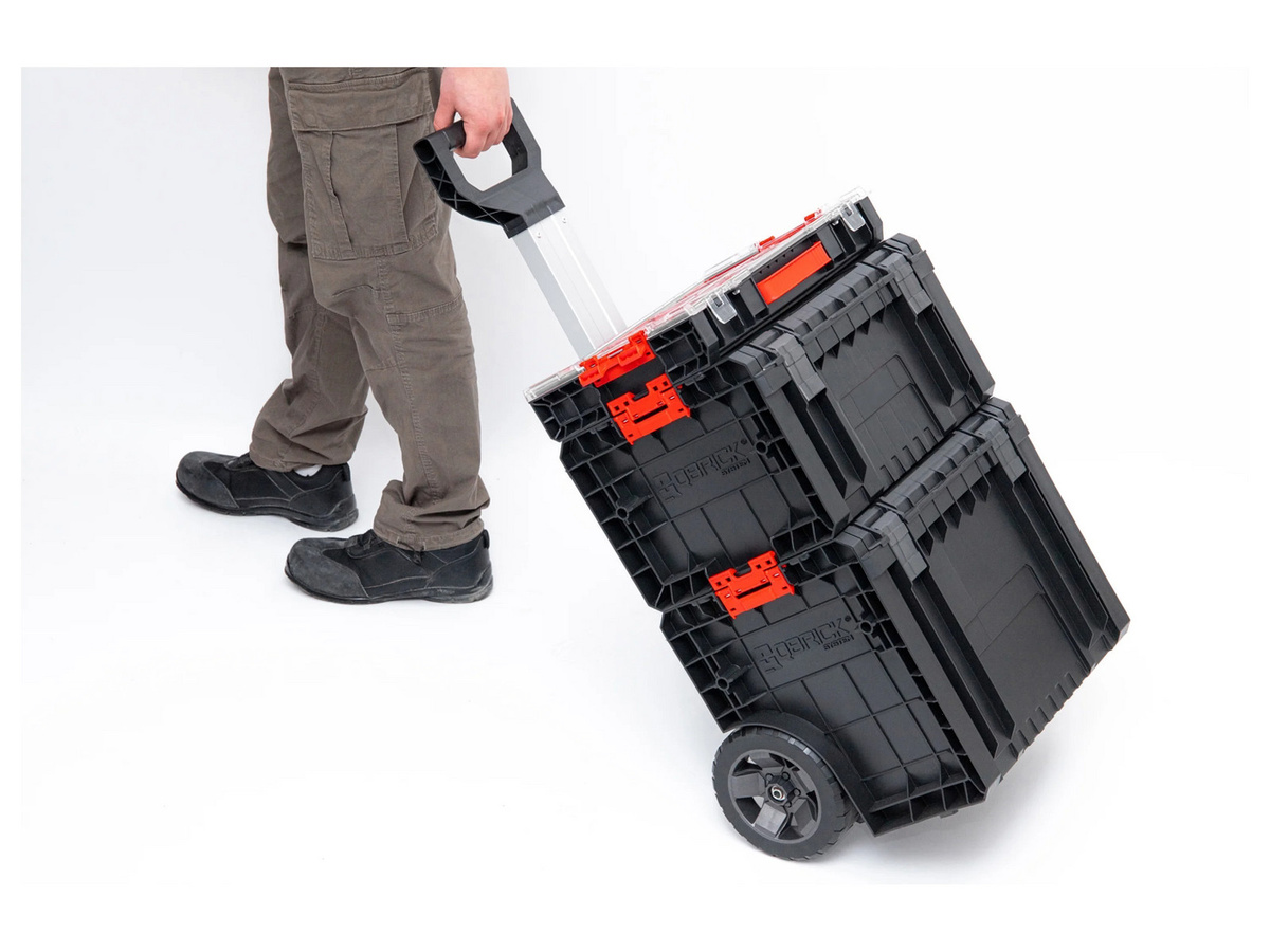 QBRICK System Werkstatt-Set 2 PRO: Rollbarer Werkzeugwagen mit PRO Cart, PRO Toolbox und PRO Organizer 100 in Schwarz und Transparent - Bild 2