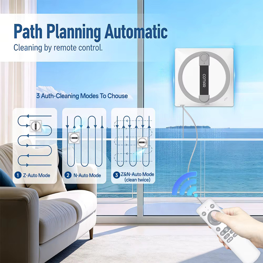 COTIAR Winbot W10 Roboter-Fensterreiniger mit 3100Pa Saugkraft, Smart Home App-Steuerung und Fernbedienung, Schwarz/Weiß - Bild 3