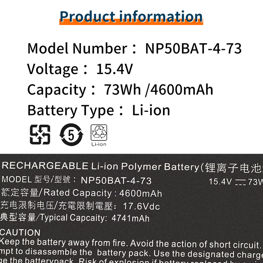 BVBH NP50BAT-4-73 Ersatz-Laptop-Akku in Schwarz für HASEE TX8R7 TX8R9 TX9R7 TX9R9 CLEVO X15AT X17AT XMG Focus 17 E23 Notebook-Batterie Li-Ion Pack - Bild 4