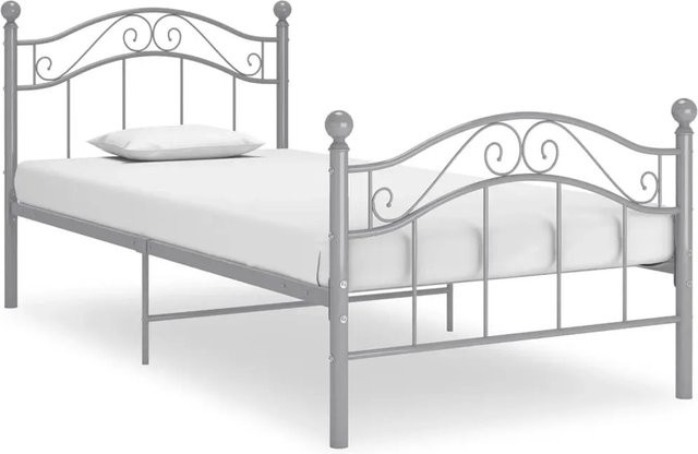 vidaXL Bett aus Metall in Grau mit klassischem Design, B/L: 90 x 200 cm - Bild 1