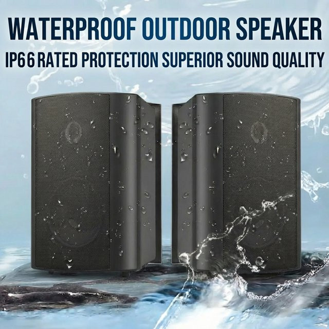 Herdio 4 Zoll Outdoor-Lautsprecher 200W Passiv, Wasserdicht mit Starkem Bass und Stereo-Abdeckung, Schwarz - Bild 1
