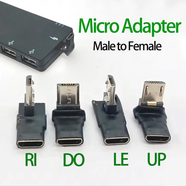 JCD Micro-USB M zu F 90 Grad Ellbogenadapter in Schwarz zum Aufladen und zur Datenübertragung - Bild 1