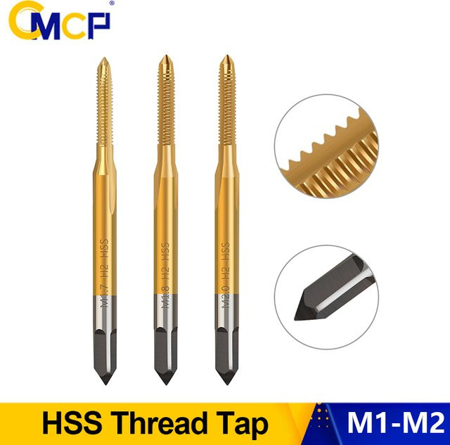 CMCP HSS Titan Maschinengewindebohrer mit gerader Nut in Gold, Metrisches Gewinde M1 bis M2 - Bild 1