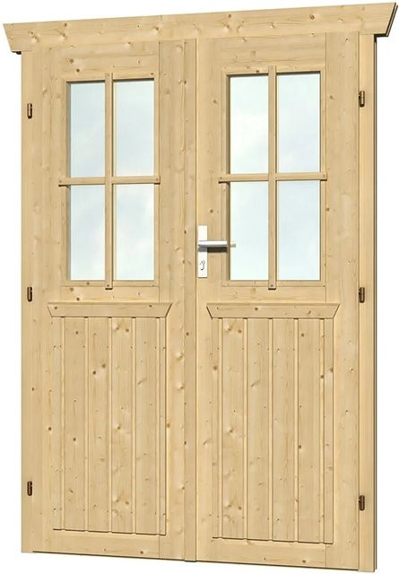 SKANHOLZ Holz Doppeltür für Gartenhäuser halbverglast, Farbe: beige, B/H: 117,5 x 179,5 cm - Bild 1