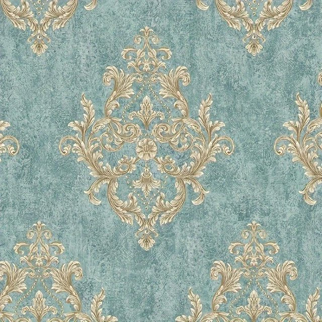 SZ-Damai Blumentapete Gold, feuchtigkeitsbeständige Vlies-Tapete mit floralem Design, 10 m x 53 cm - Bild 1