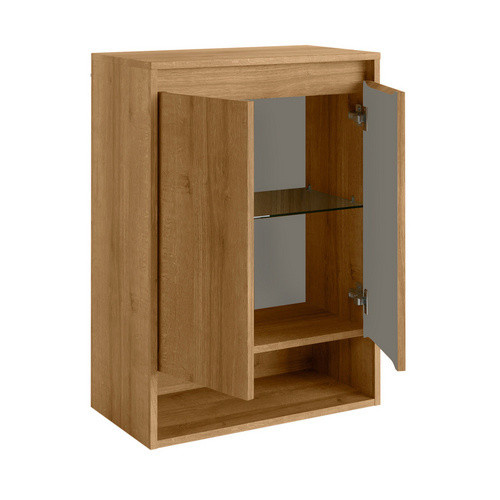 Fackelmann Bad-Hängeschrank NATURA in Eiche braun mit 2 Türen und Soft-Close-Funktion, B/H/T: 60,2 x 82,6 x 32 cm - Bild 2