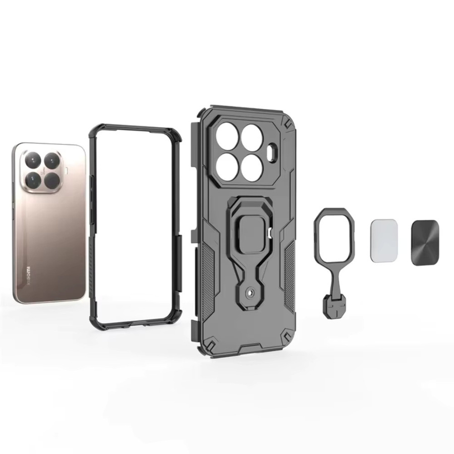 Stoßfeste Handyhülle mit 360 Grad rotierbarem Ring und Magnetfunktion für Xiaomi 15T Pro, 15T, 17, 17Pro und 17Pro Max in Schwarz - Bild 2
