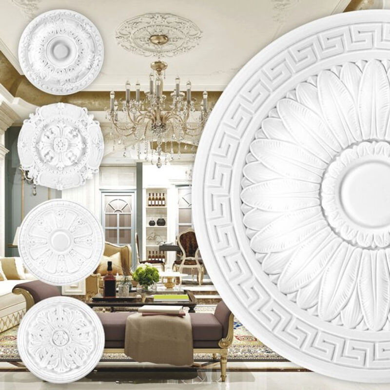 Grand Decor Stuckrosette aus Kunstharz in Weiß, runde Deckenrosette für deine Wanddekoration, Durchmesser: 52 cm - Bild 1