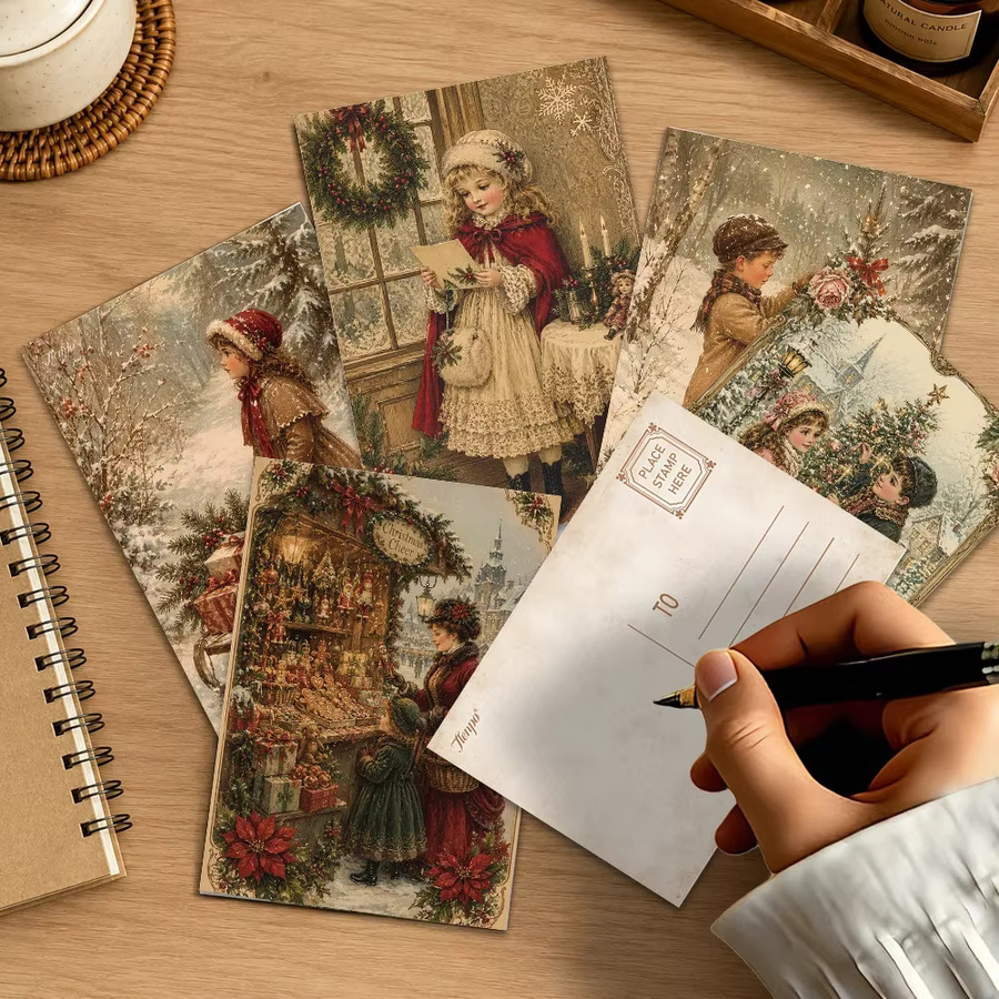 32 Stück Vintage-Postkarten mit Weihnachtsmotiven in Multicolour aus Papier - Bild 6