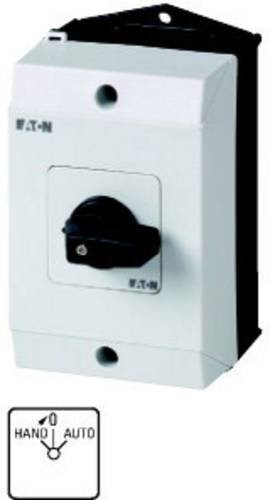 Eaton Umschalter T0, 20 A, Aufbauvariante, 1 Baueinheit, 2 Kontakte, mit Tast-Funktion HAND, 45°, IP65, Schwarz/Weiß - Bild 1