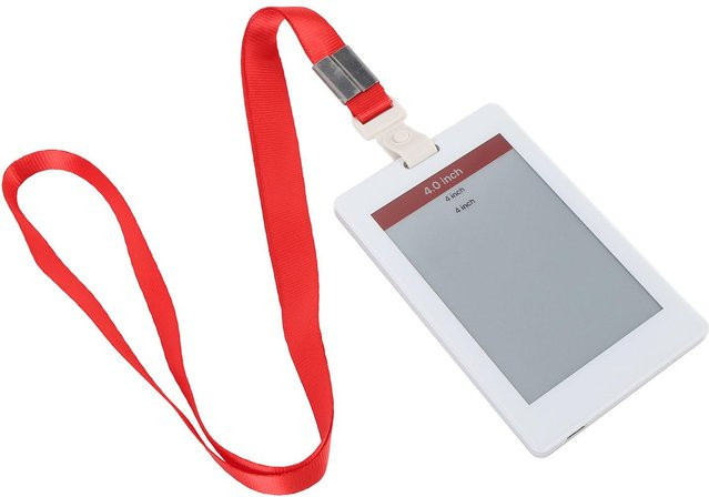 KONNWEI Elektronischer Mitarbeiterausweis mit 4 Zoll E-Paper-Display, NFC und Bluetooth Namensschild in Grau mit Lanyard - Bild 1