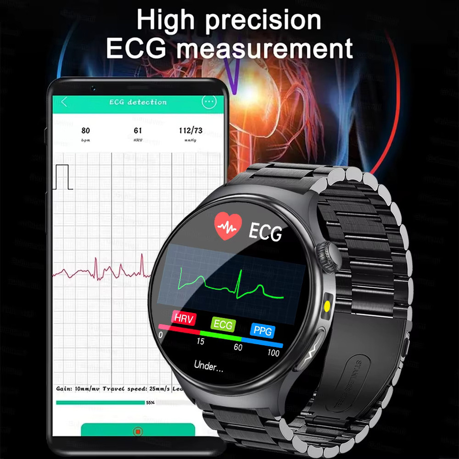 GUHUAVMI Smartwatch 2026 mit KI-Diagnostik, EKG und PPG zur Messung von Blutdruck, Harnsäure und Körperfett, Schwarz, kompatibel mit Android und iOS - Bild 8