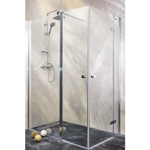 Sanotechnik Duschkabine GRANDE Eckduschkabine mit Drehtür, Glas transparent, Silber, B: 140 cm, H: 195 cm - Bild 3