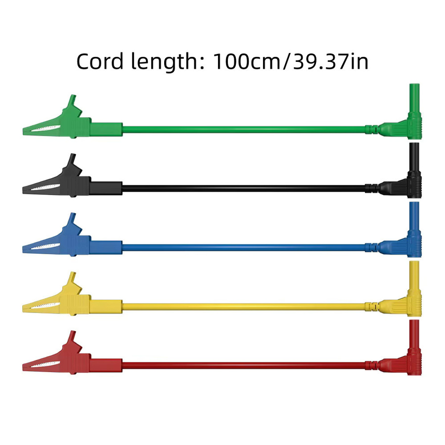 Sicherheits-Bananenstecker mit Krokodilklemme 4 mm, Kabellänge 100 cm, Schwarz oder Mehrfarbig - Bild 1