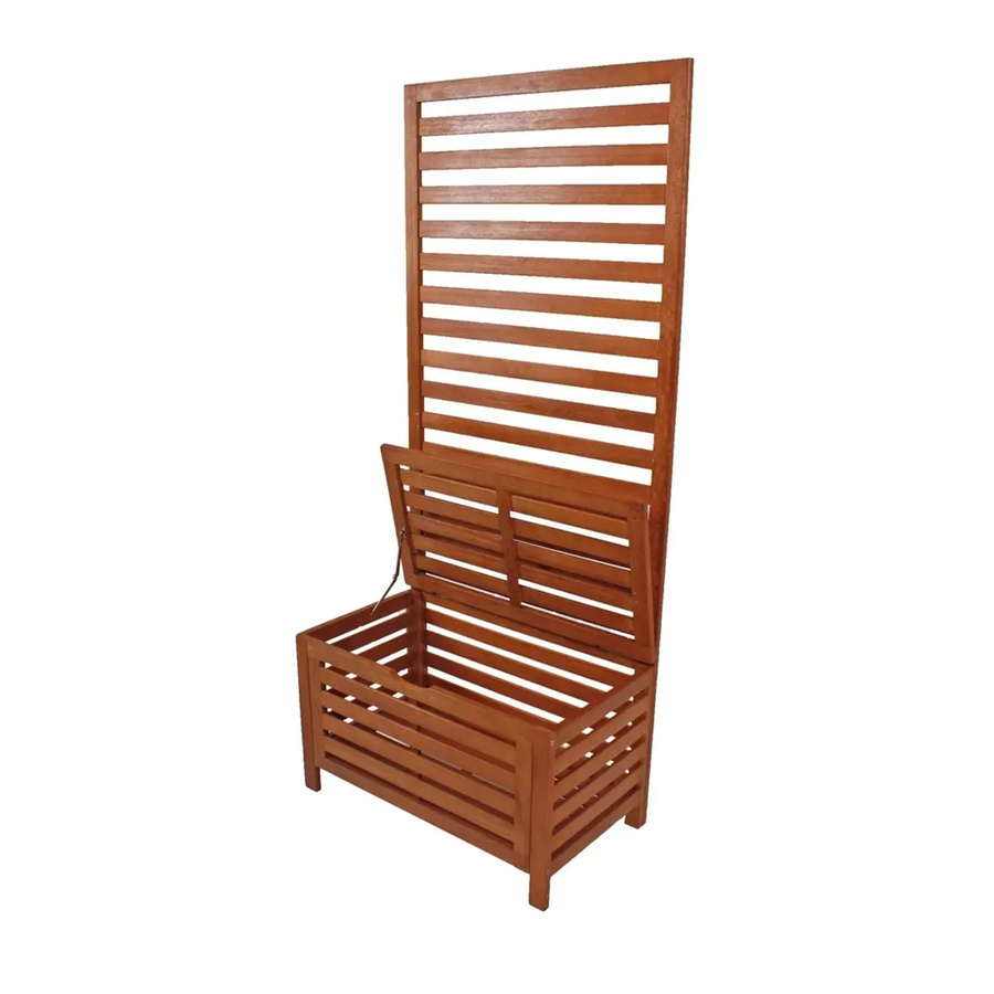 Jardinion Sichtschutz mit Bank und Gartentruhe aus Eukalyptus-Hartholz, Braun, B/T/H: 80 x 45 x 180 cm - Bild 2
