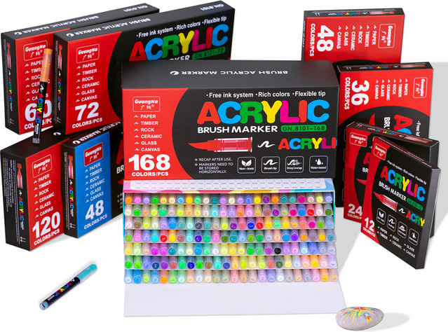 Künstler-Marker-Set mit flüssigem Acryl und Brush-Spitze in Multicolour für Schule, Büro und Kunstwerke - Bild 1