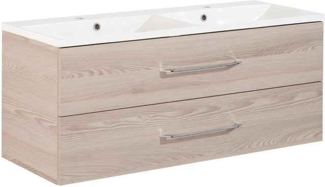 Fackelmann Badmöbel-Set B.clever Doppel-Waschtisch in Esche mit Gussmarmor und Softclose-System, B/H/T: 120 x 50,8 x 46 cm - Bild 1