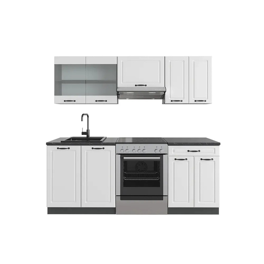 Vicco R-Line Küchenzeile Landhaus Weiß Anthrazit Breite: 200 cm - Bild 2