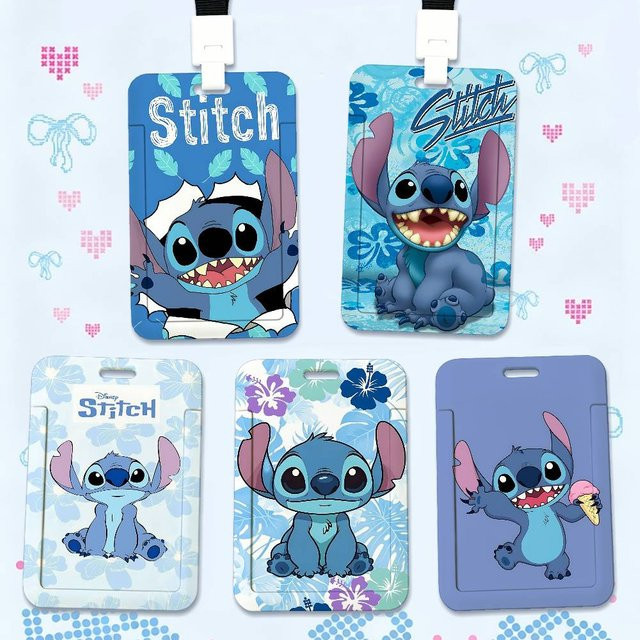 52TOYS Ausweishalter mit Stitch-Print und abnehmbarem Schlüsselband in Blau - Bild 1