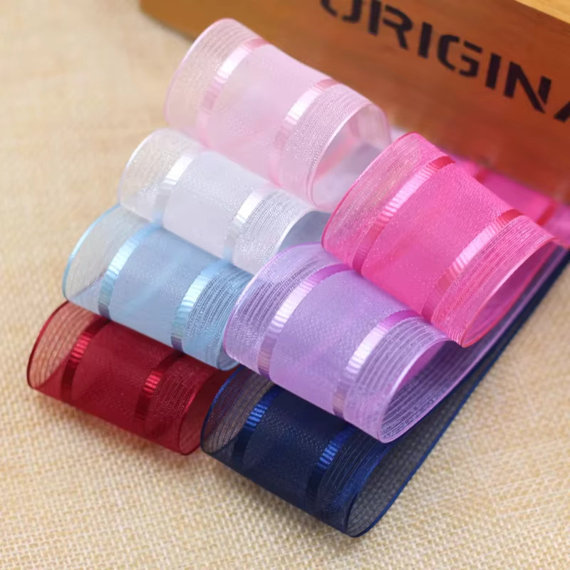 Merylover Chiffon-Druckband mit chromatischem Streifenmuster in Rot und Multicolour, Breite: 3,8 cm, Länge: 1 m - Bild 2