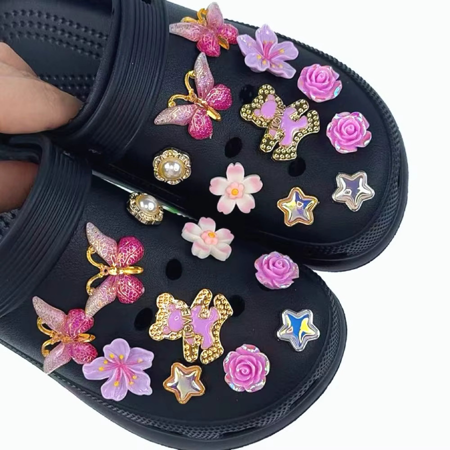 FHLDING Schuh Charms Set, Lila, Schmetterling, Kirschblüte, Bär, Pentagramm - Bild 2